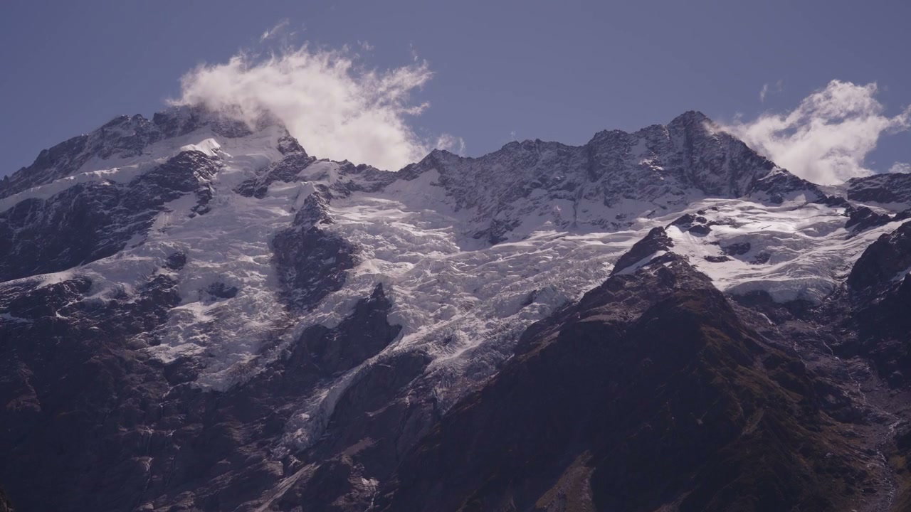 New Zealand Mountain Glacier Cloud Timelapse