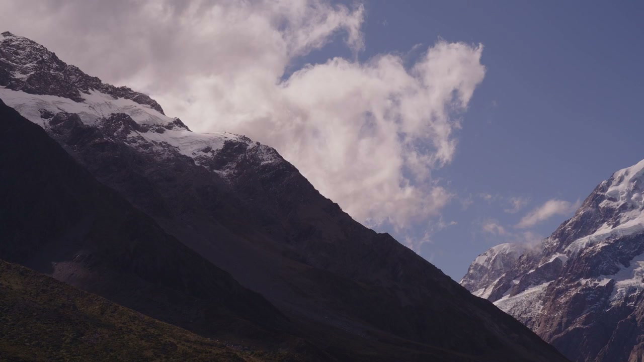 Clouds Moving Over New Zealand Mountains