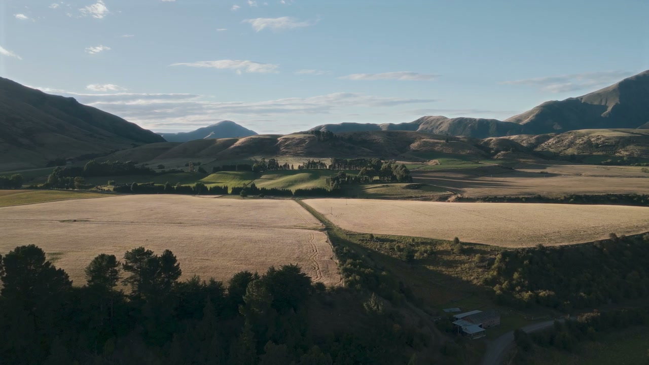 Golden Fields Valley with Mountains