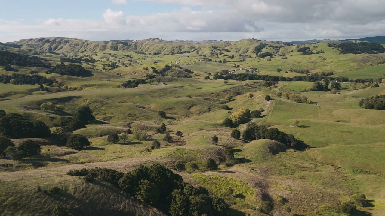 Aerial View of Green Rolling Hills