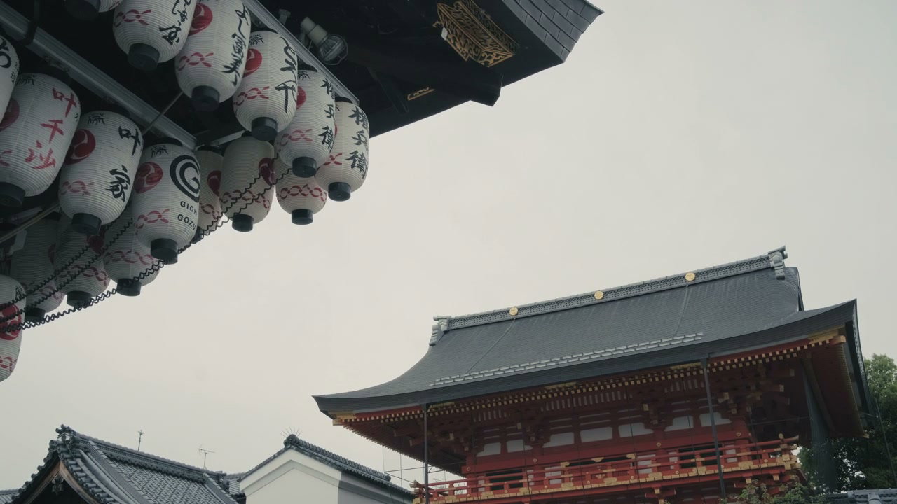 Traditional Japanese Temple and Lanterns