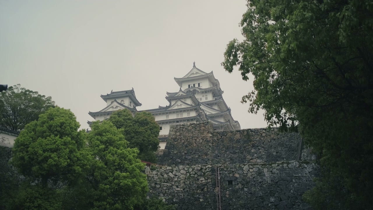 Himeji Castle Exterior on Overcast Day