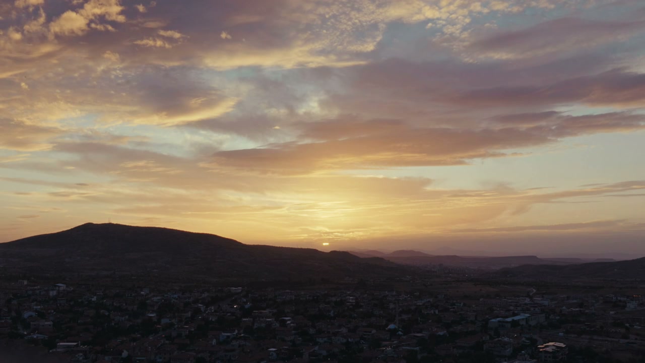 Cappadocia Sunset Timelapse Over Mountains