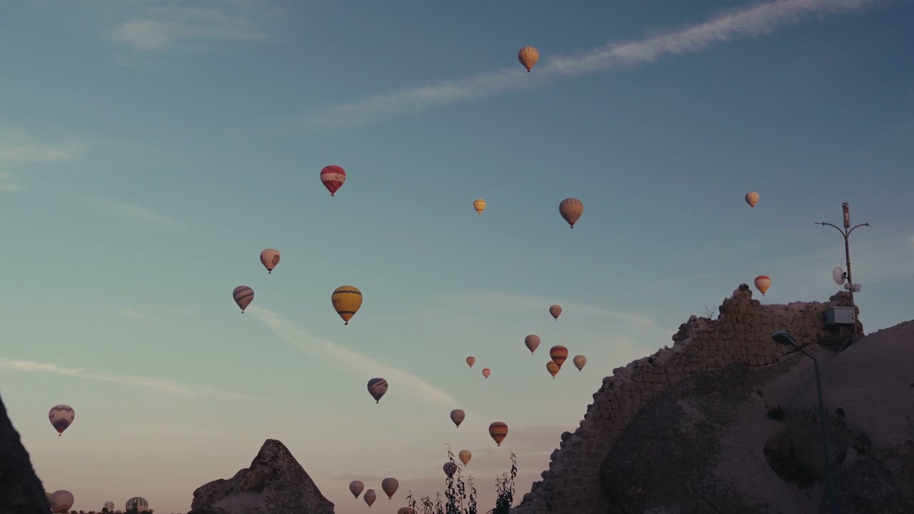 Hot Air Balloons Flying Over Cappadocia
