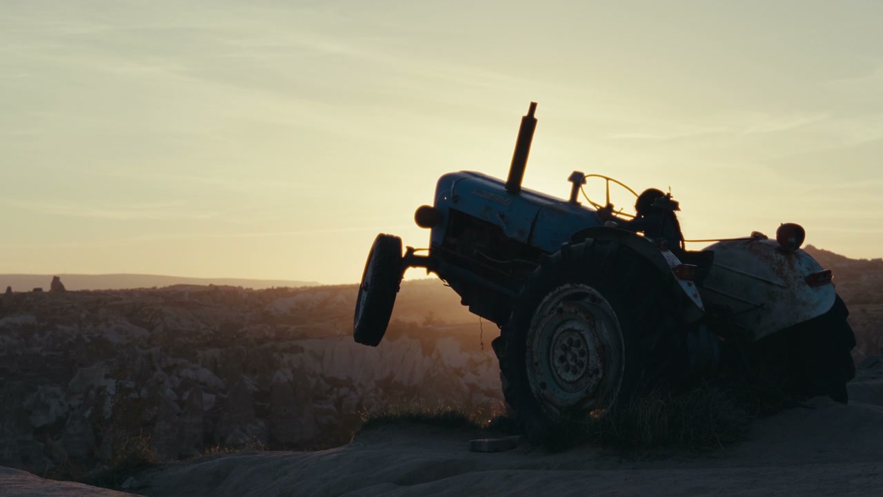 Old Blue Tractor at Sunset in Cappadocia