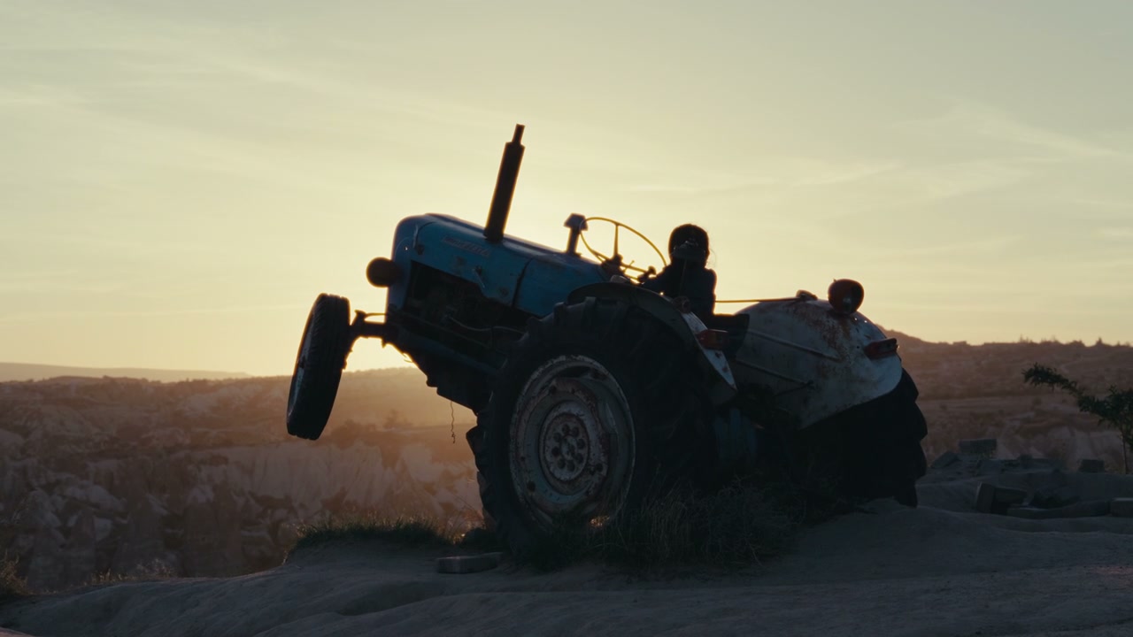 Old Tractor Silhouetted at Sunset in Cappadocia