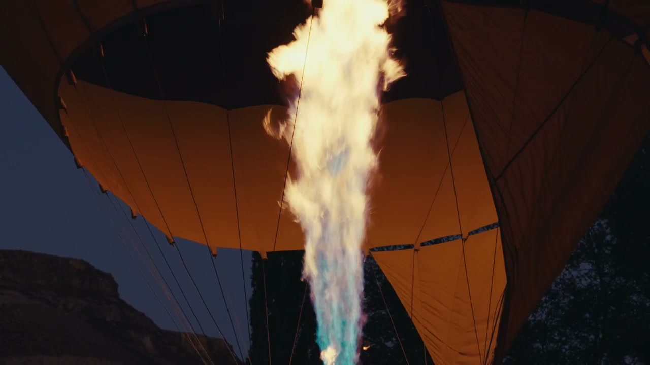 Hot Air Balloon Burner Flame at Night