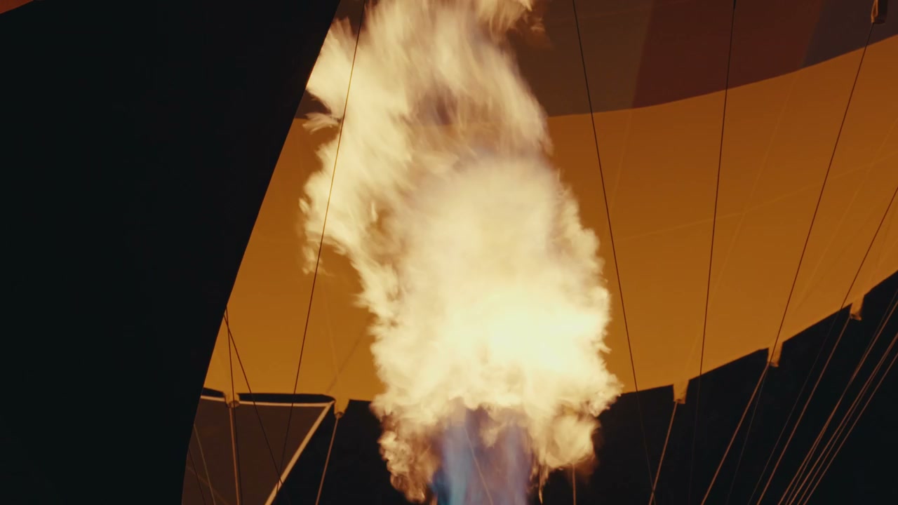 Hot Air Balloon Burner Flame at Night