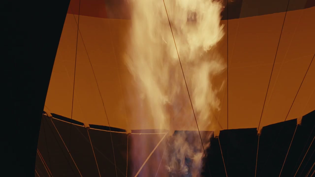 Hot Air Balloon Burner Flame at Night