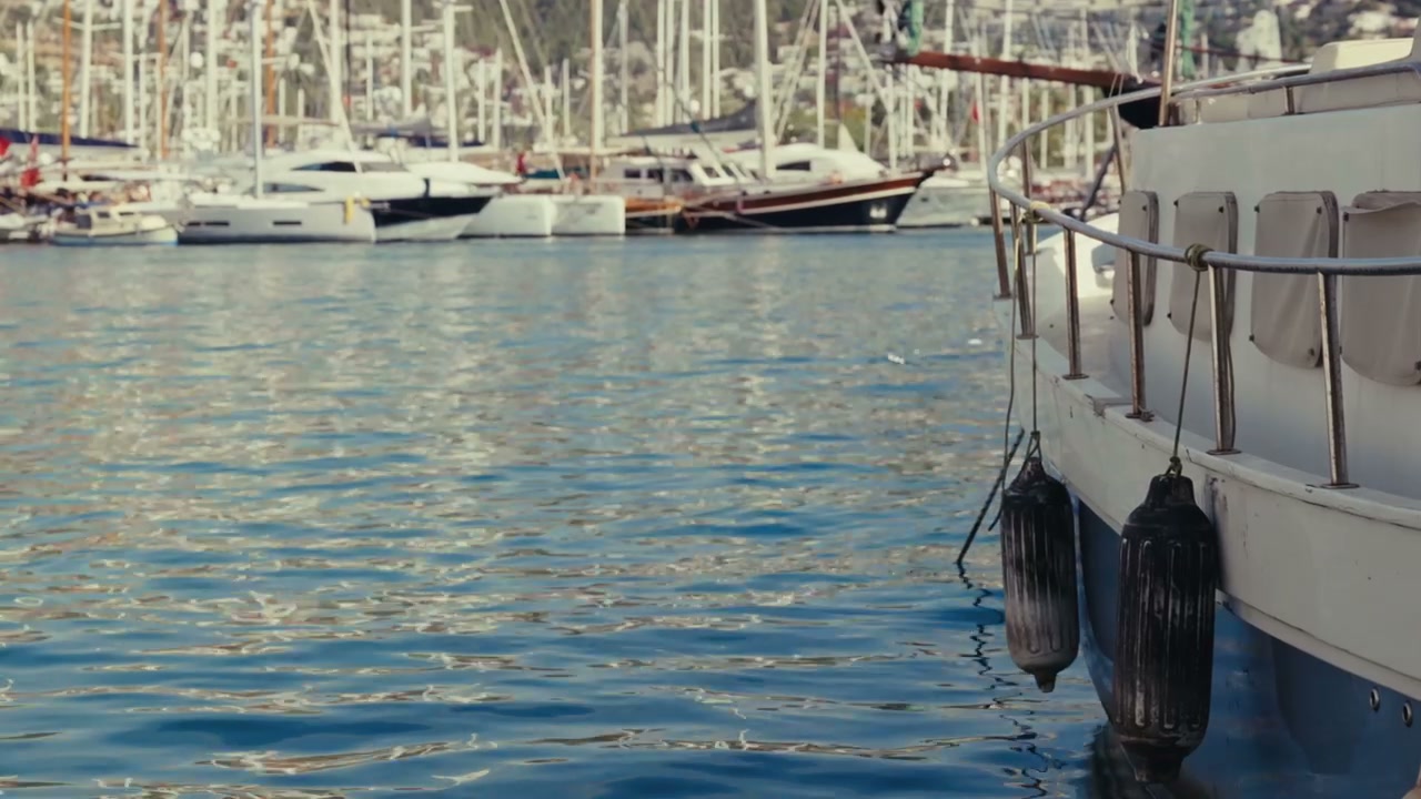 Boats and Fenders in a Sunny Marina