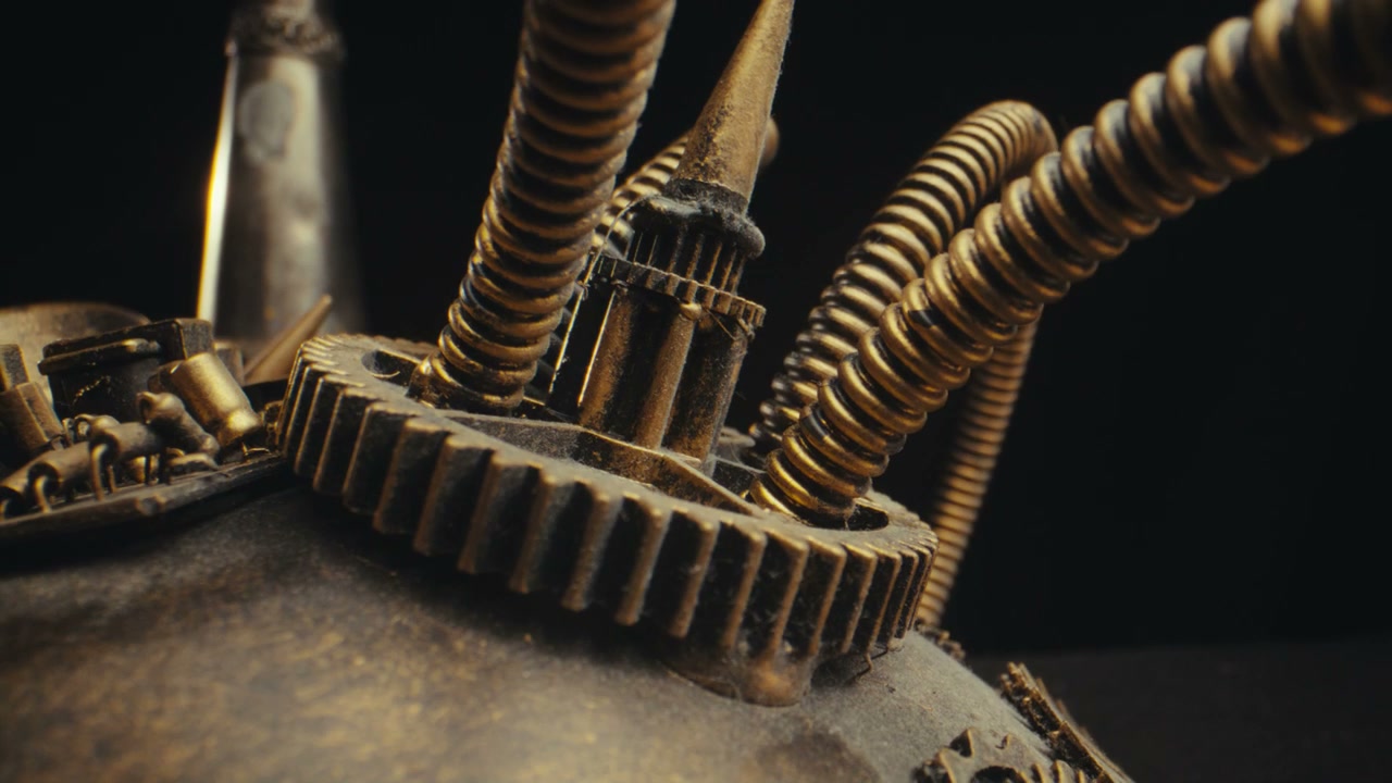Intricate Golden Steampunk Machinery Details