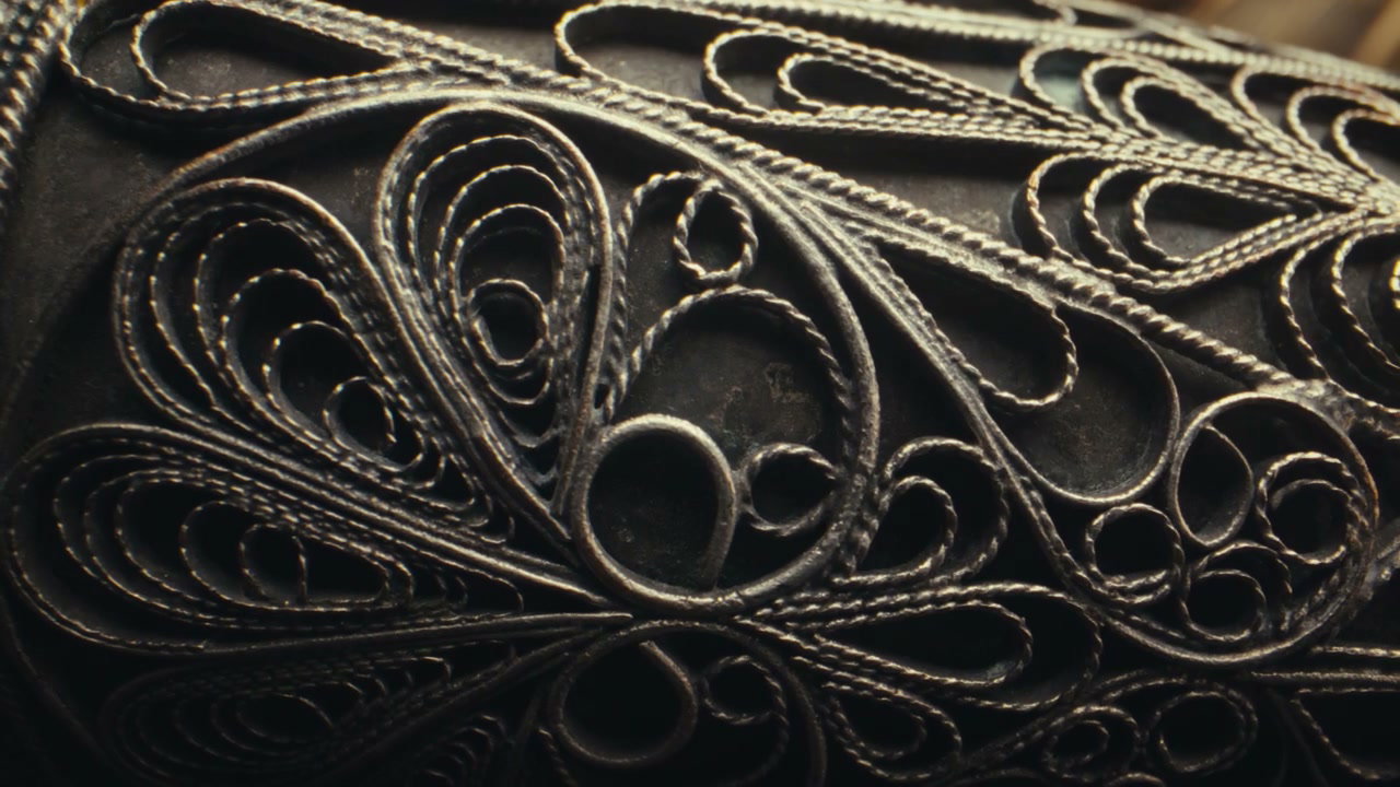 Ornate Silver Filigree Pattern