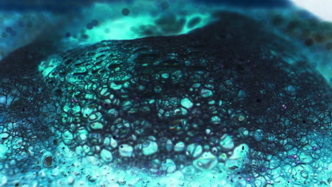 Abstract Blue Teal Bubbles Liquid Surface