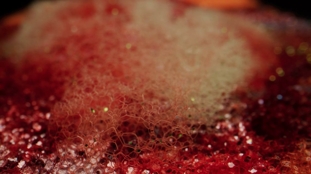 Bubbling Red Liquid with Glitter Foam