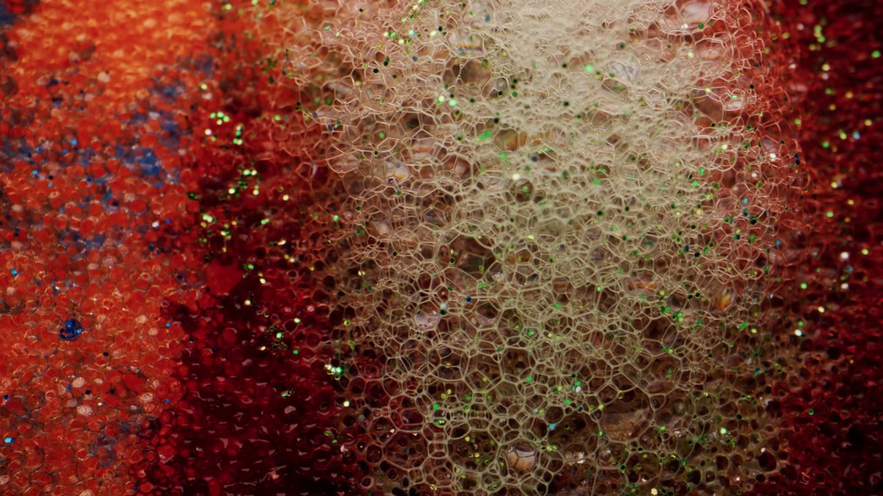 Sparkling Bubbles on Colorful Abstract Surface