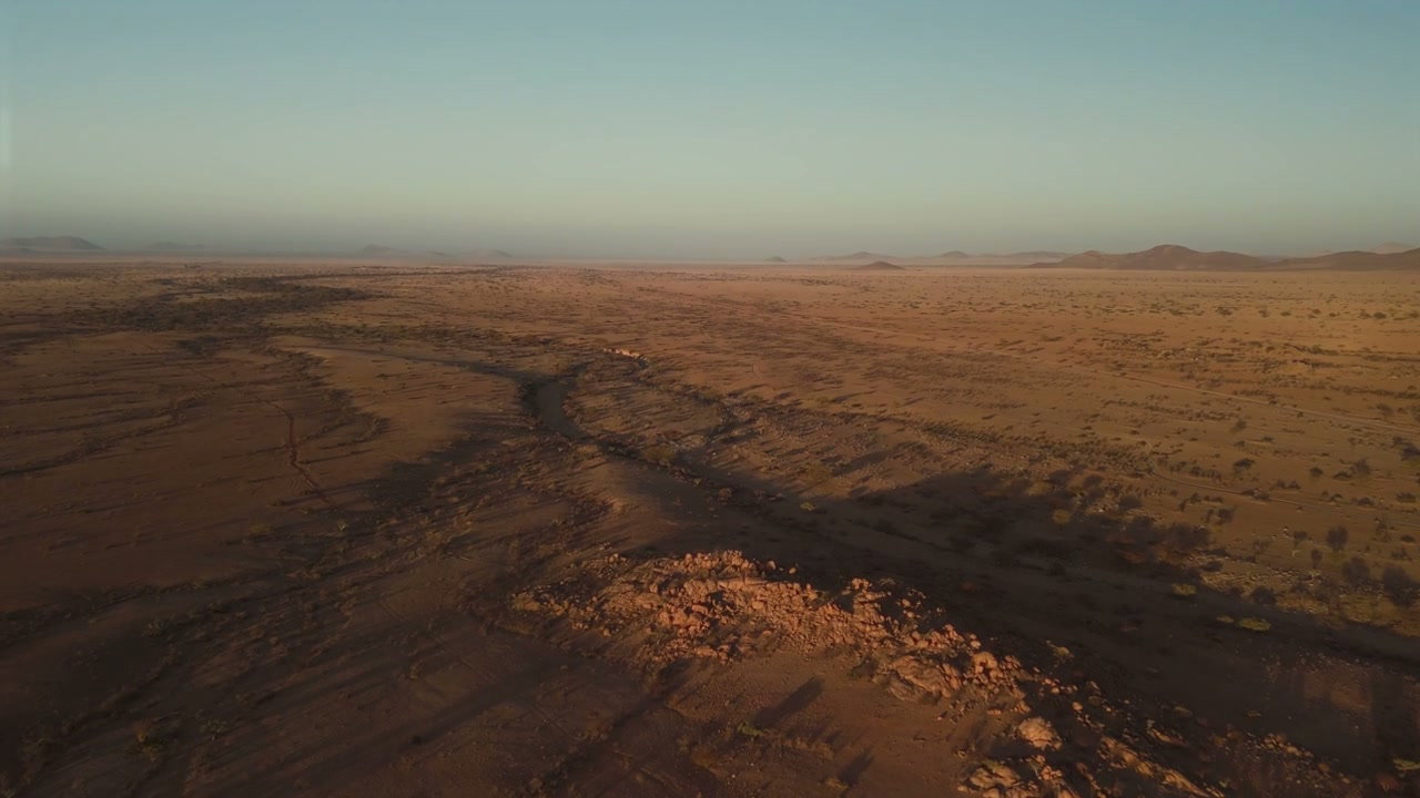 Golden Hour Aerial View of African Desert