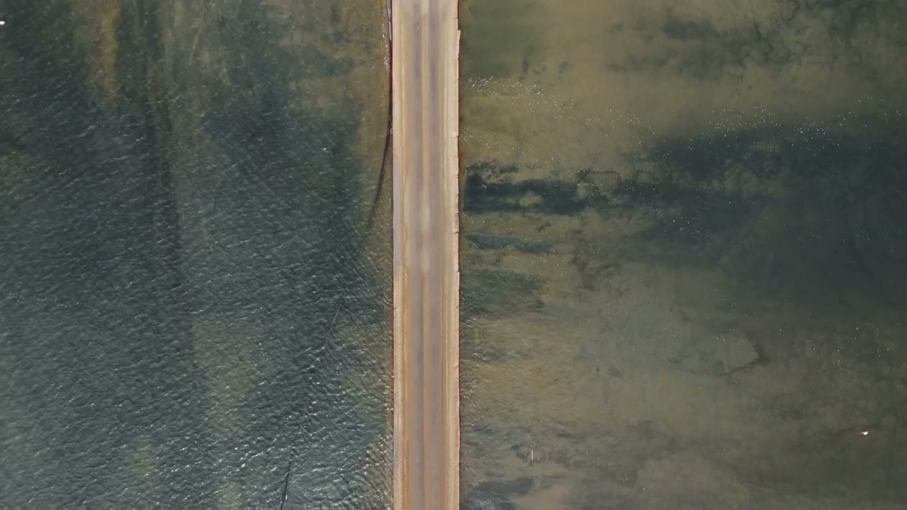 Top Down View of Causeway Over Water