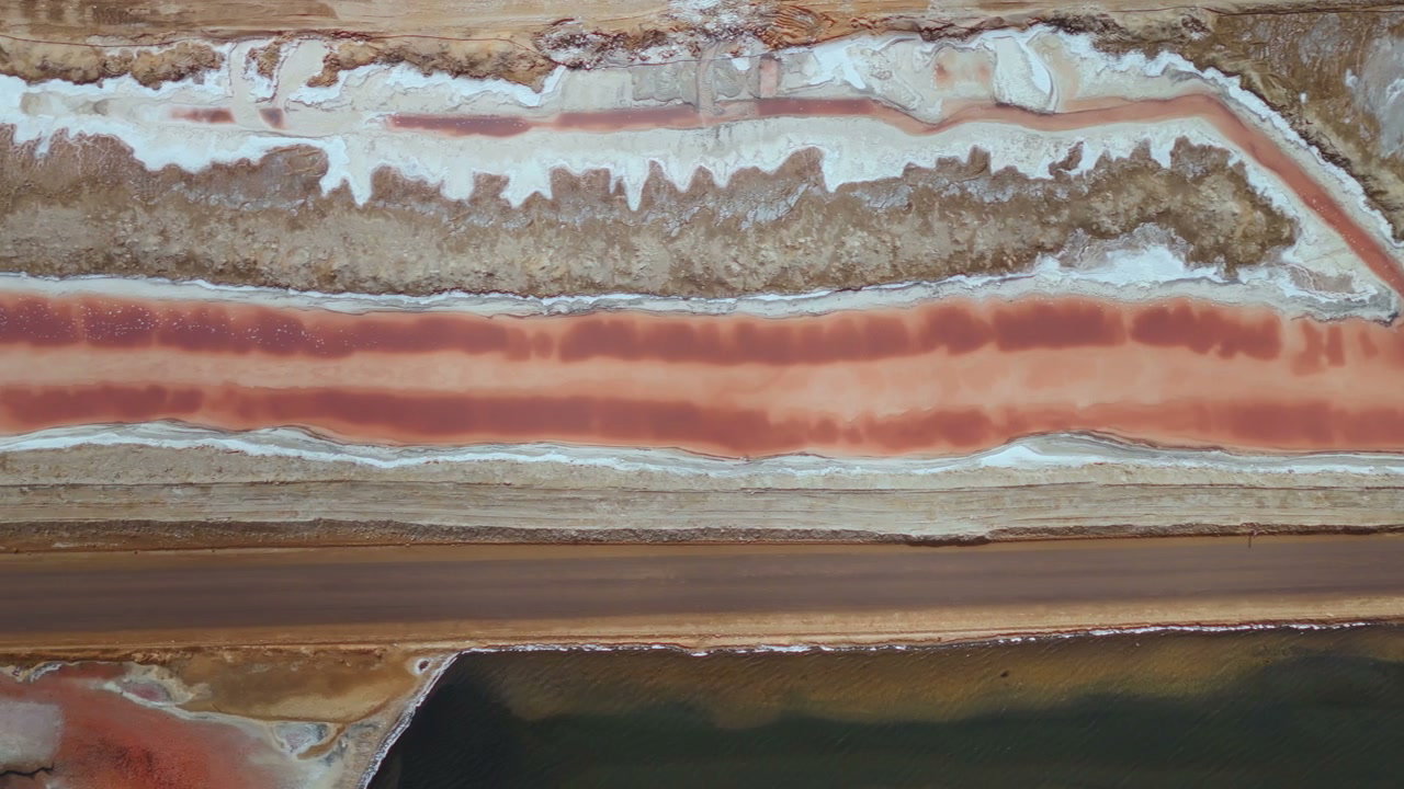 Aerial View of Pink Salt Lake and Ponds
