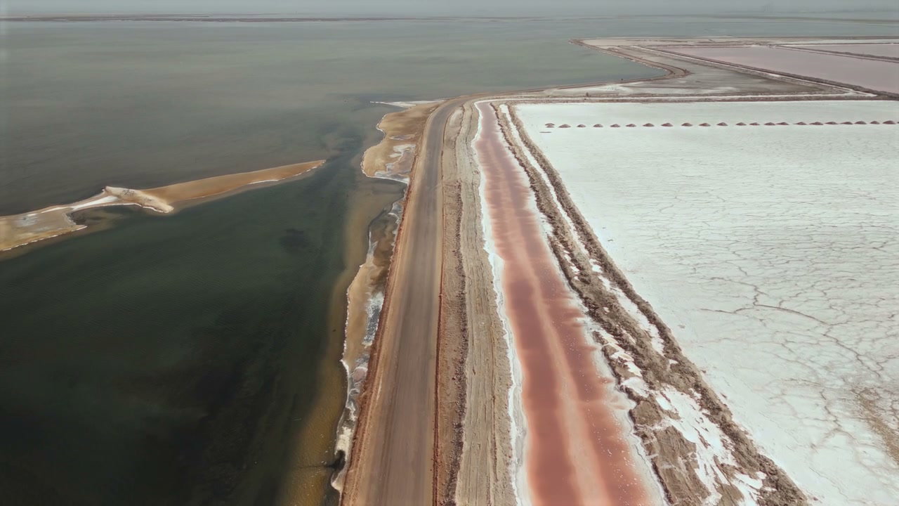 Aerial View of Coastal Road by Salt Flats