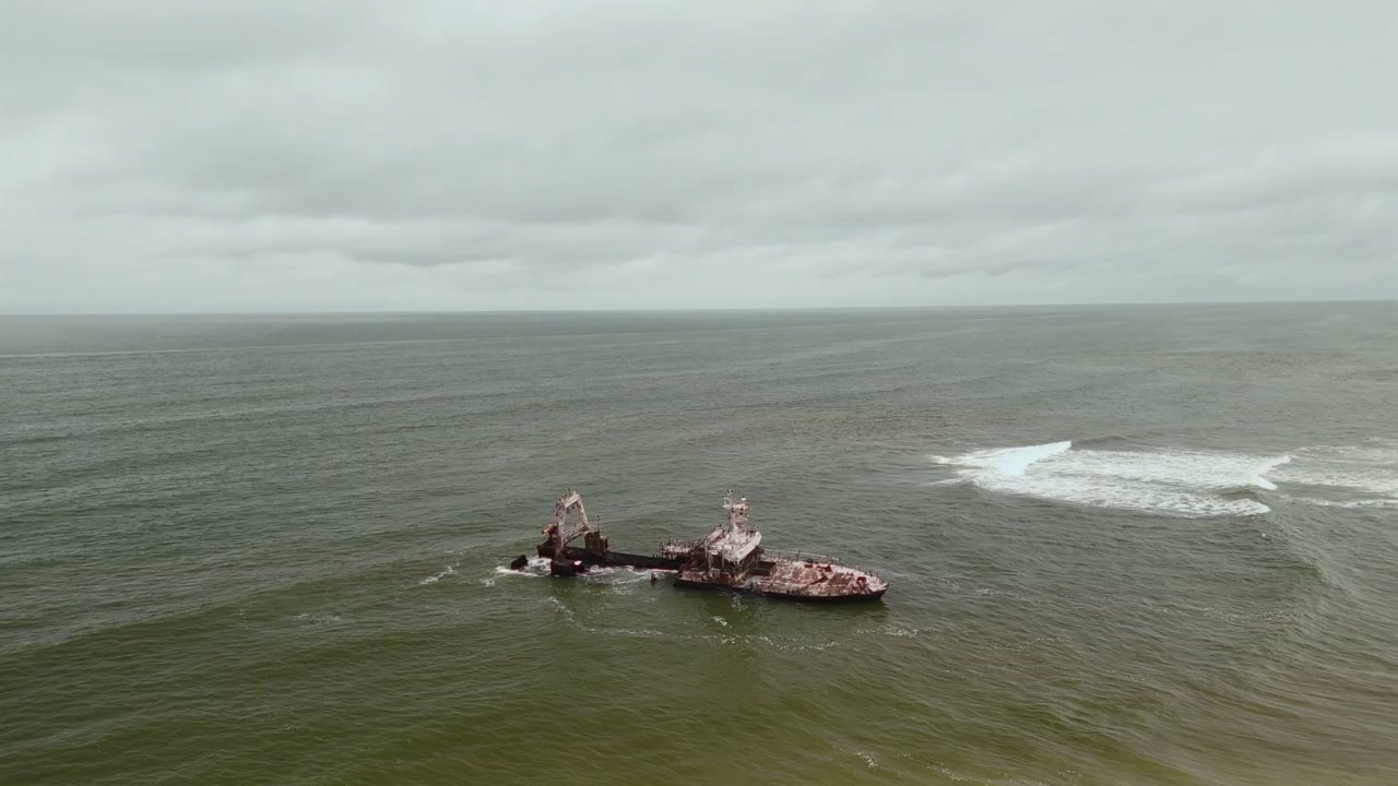 Abandoned Shipwreck in Coastal Ocean