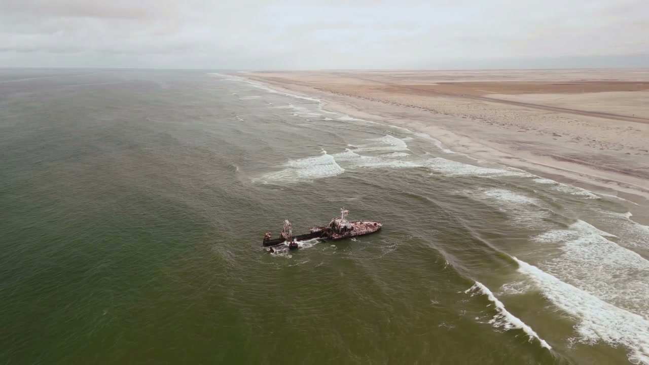 Shipwreck Washed Ashore on Desert Coast