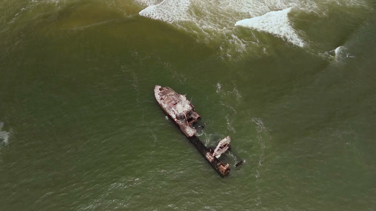 Shipwreck on a Dusty Coastline