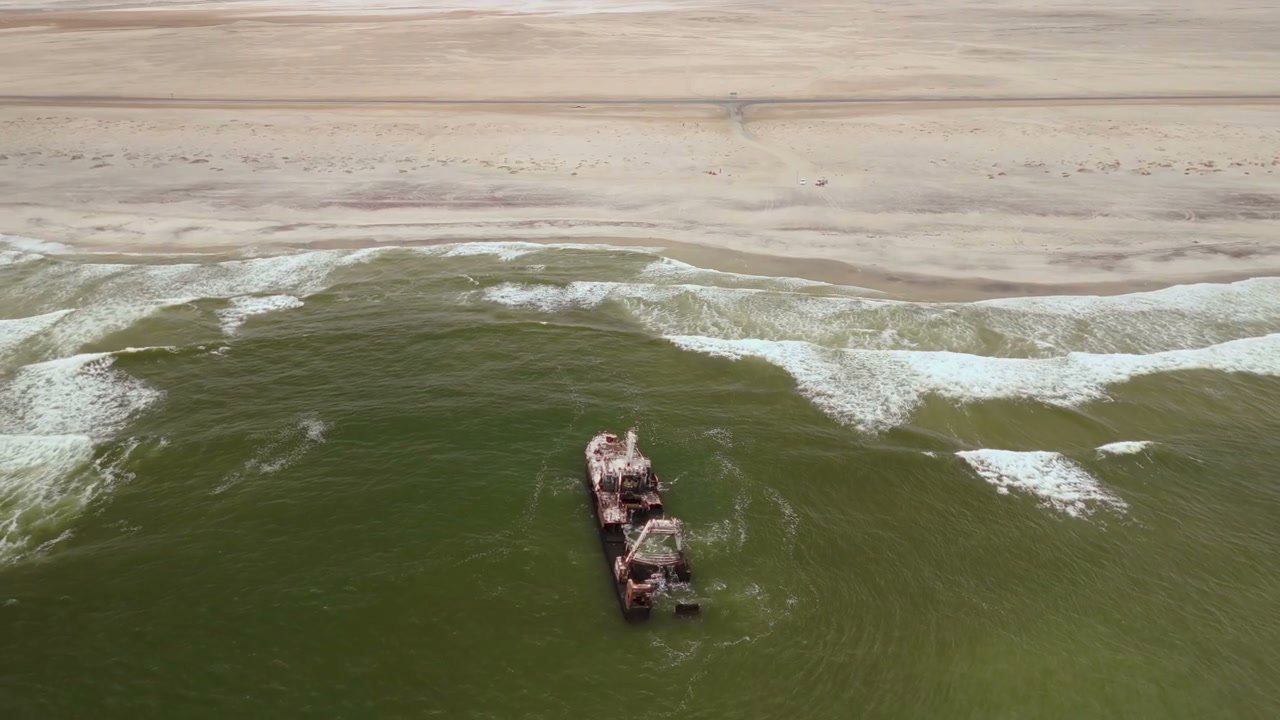 Shipwreck on Desolate Desert Coast