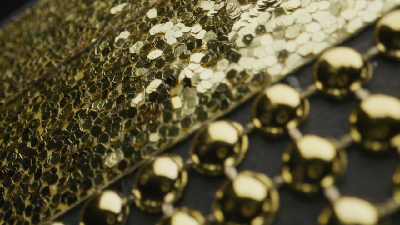 Macro View of Gold Glitter and Beads