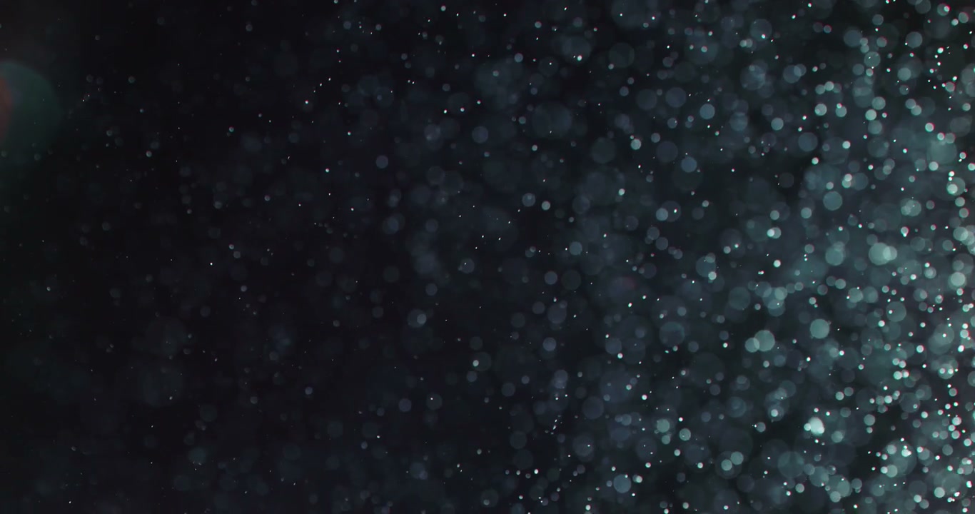 Floating Water Particles on Black Background