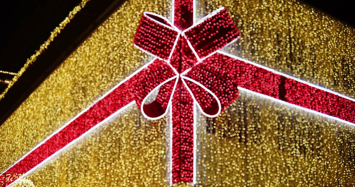Illuminated Christmas Gift Box Bokeh