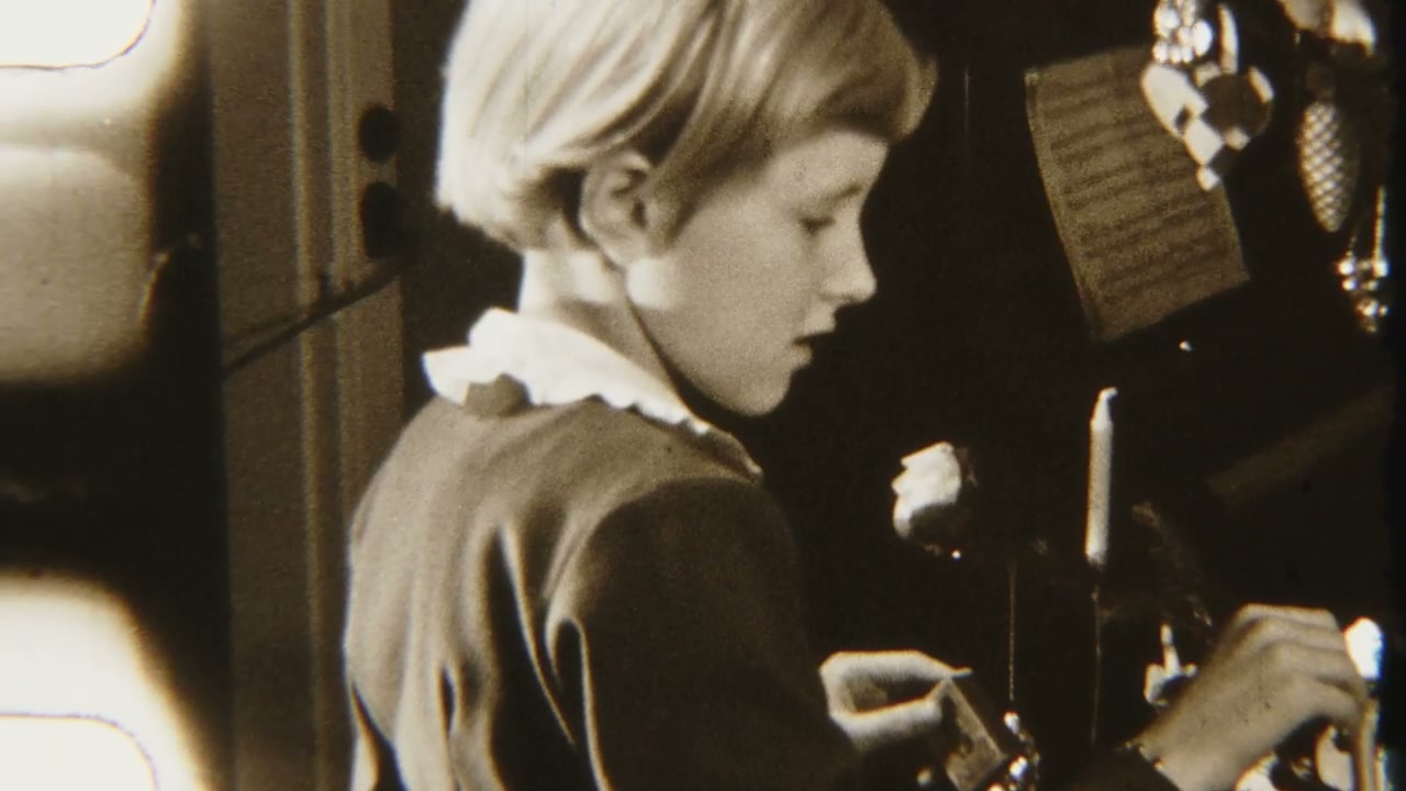 Child Decorating Indoors Vintage Film