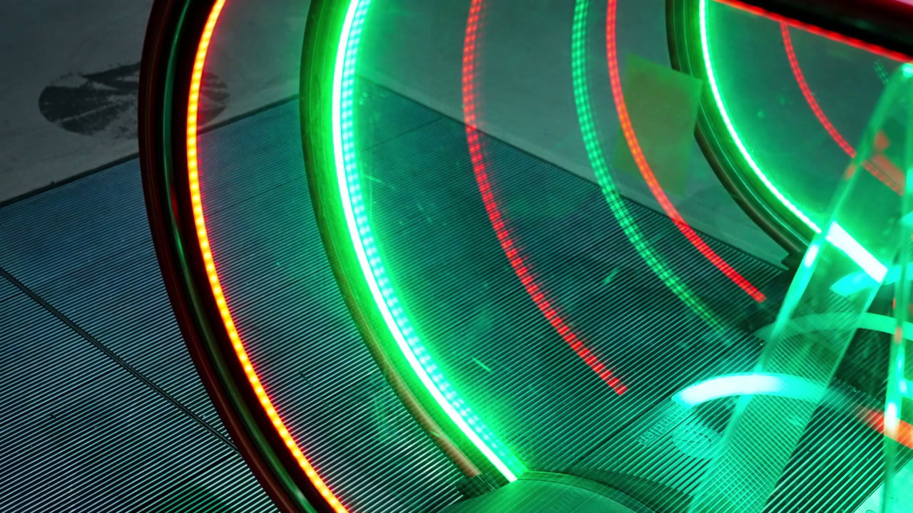 Neon Lit Escalator