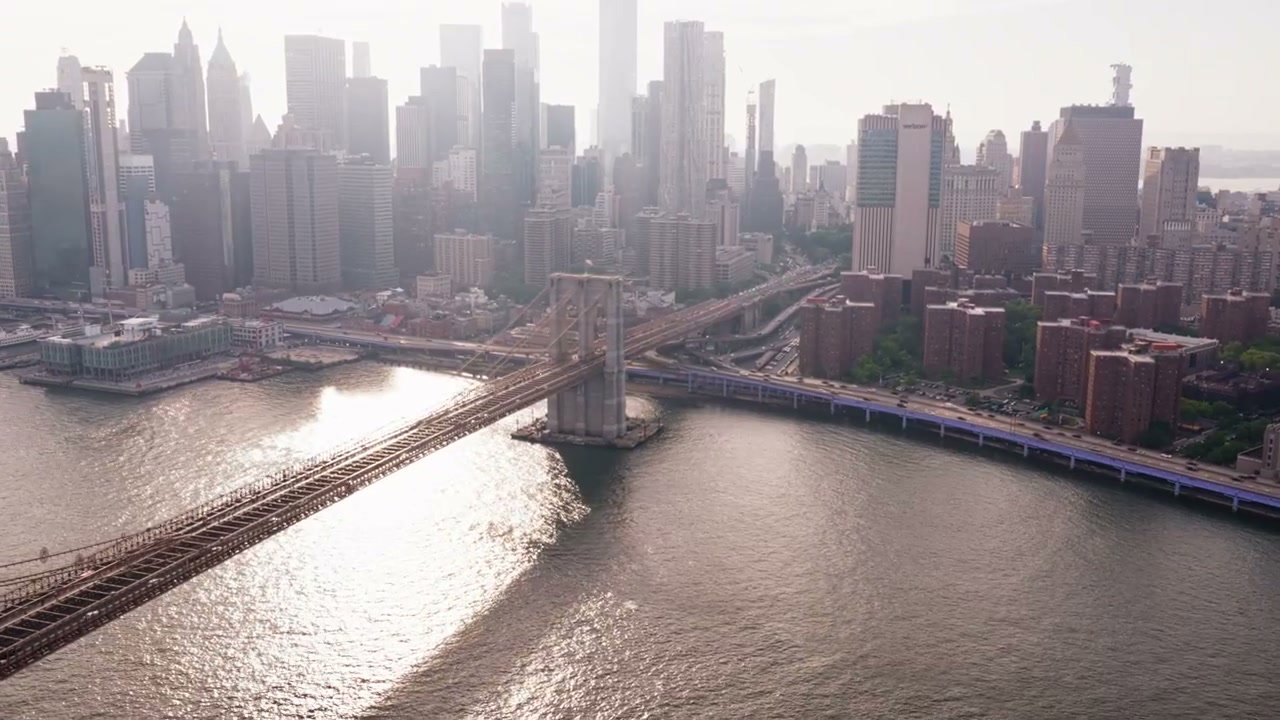 Brooklyn Bridge & Manhattan Skyline Through Fence • Stock Video on Uppbeat
