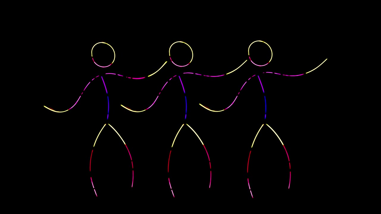 Colorful Neon Stick Figures Dancing