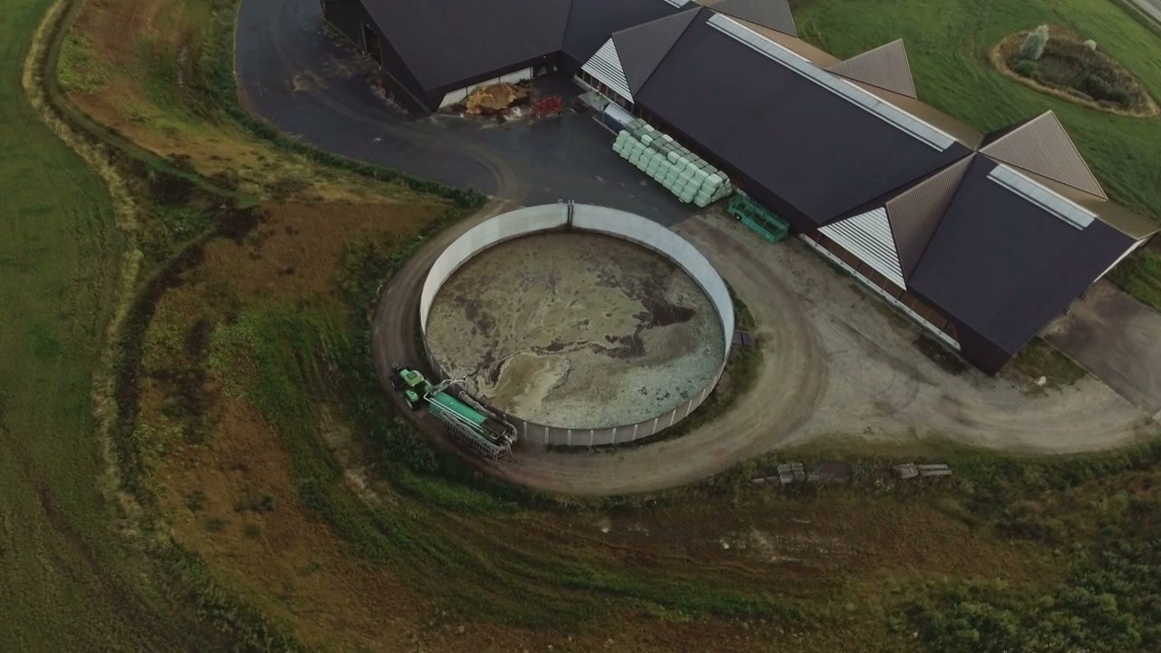 Farm Tractor Stirring Slurry Pit