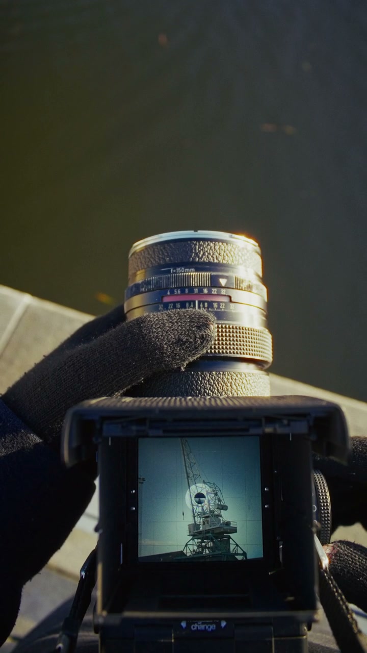 Photographer Using Vintage Medium Format Camera