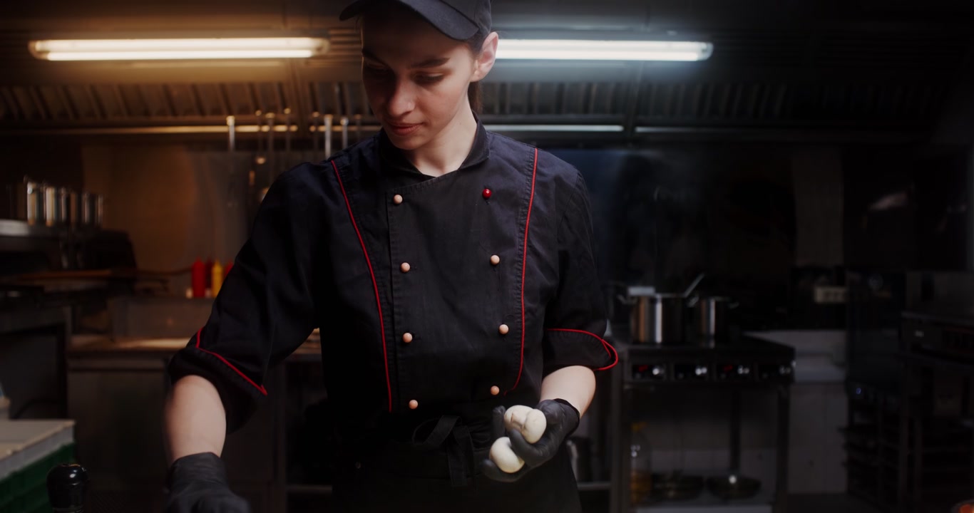 Professional Chef Inspecting Fresh Vegetables
