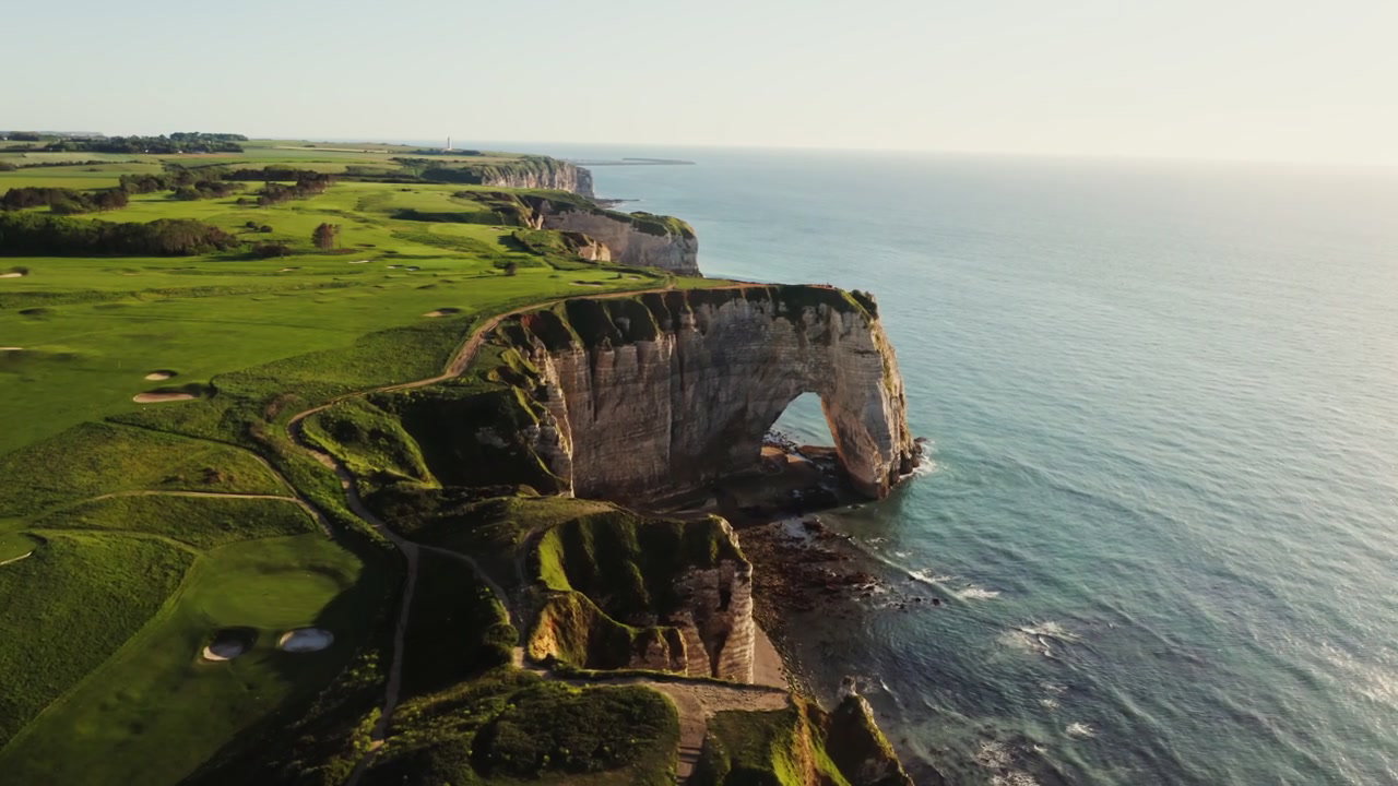 Étretat Cliffs and Arch with Golf Course